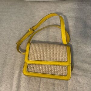 Woven crossbody bag with yellow trim